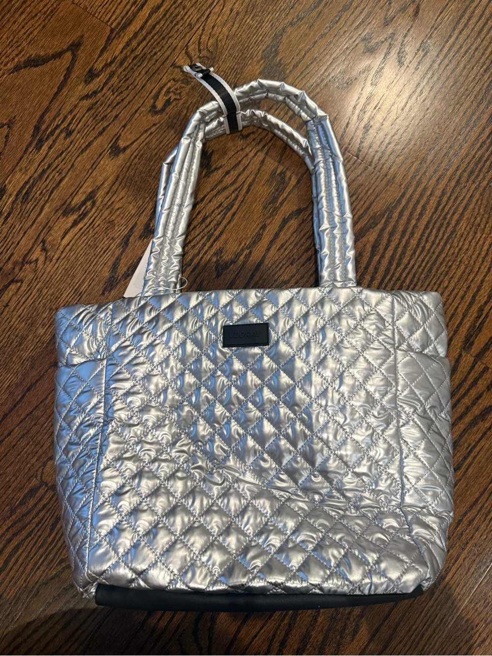 Vooray Quilted Silver Tote Bag - Metallic Silver Shoulder Tote